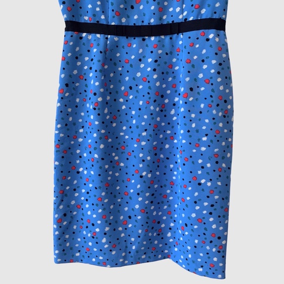 ISAAC MIZRAHI BLUE SHORT SLEEVE CONFETTI DRESS  RIBBON BELT - Picture 5 of 16